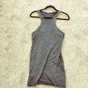 Planet Blue grey acid wash racer neck dress